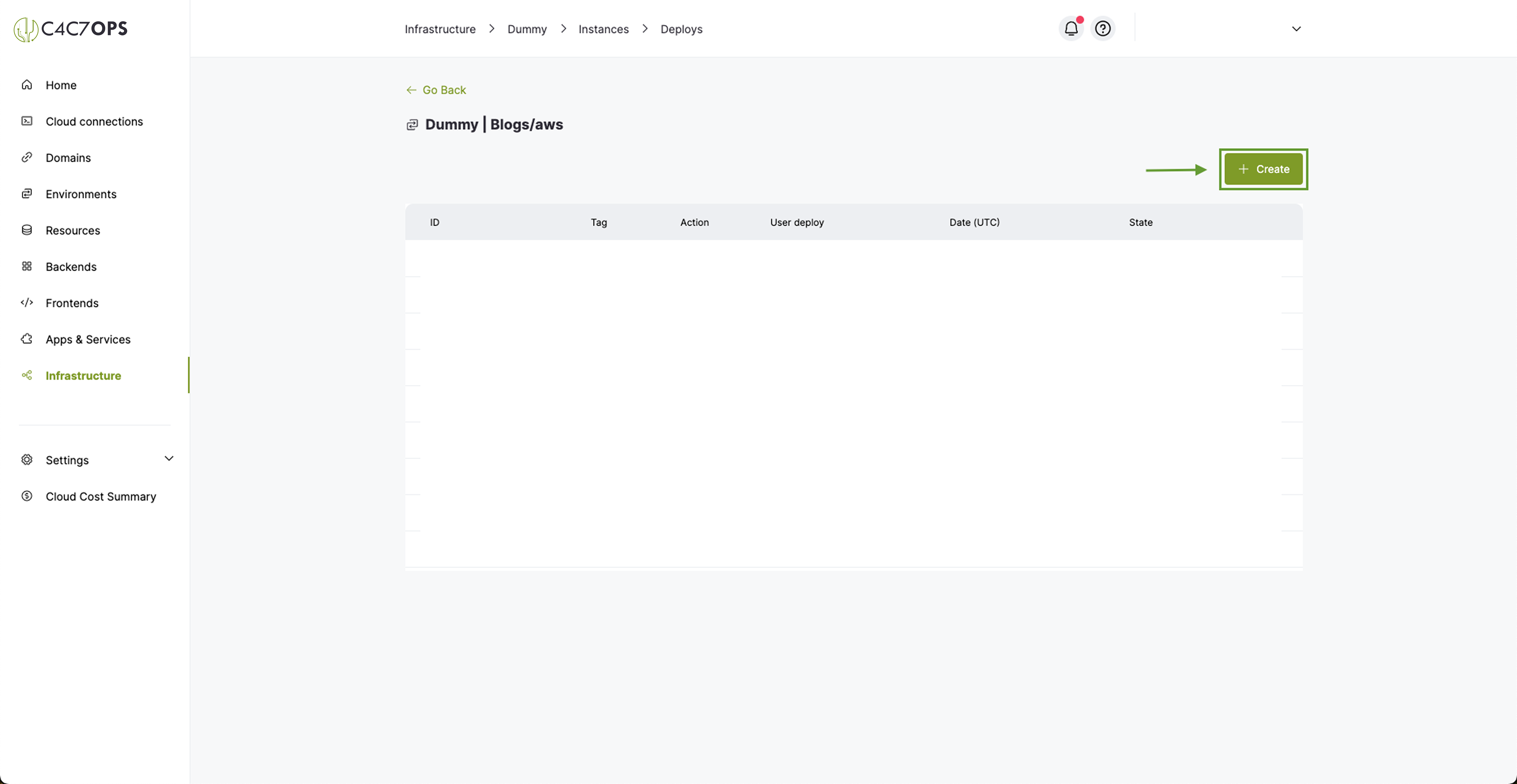 C4C7OPS infrastructure project instance deploy