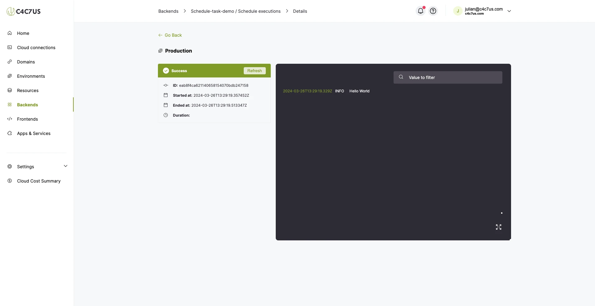 C4C7OPS cron execution details